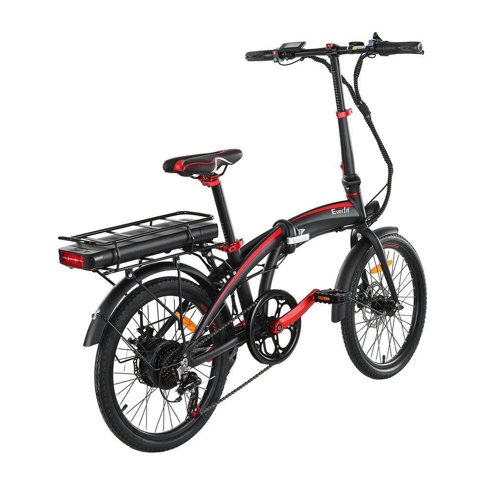 Everfit 20" Folding eBike with Removeable Battery - Black/Red