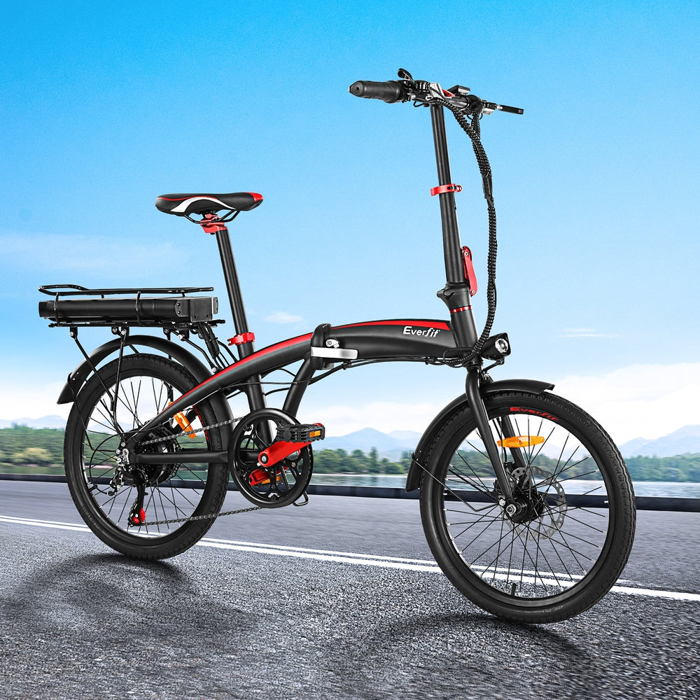 Everfit 20" Folding eBike with Removeable Battery - Black/Red