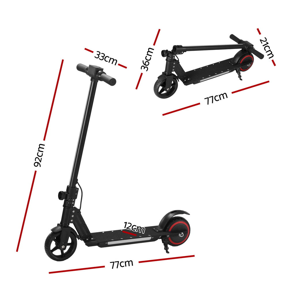 Electric Scooter 130W 16KM/H LED For Kids/Teens - Black