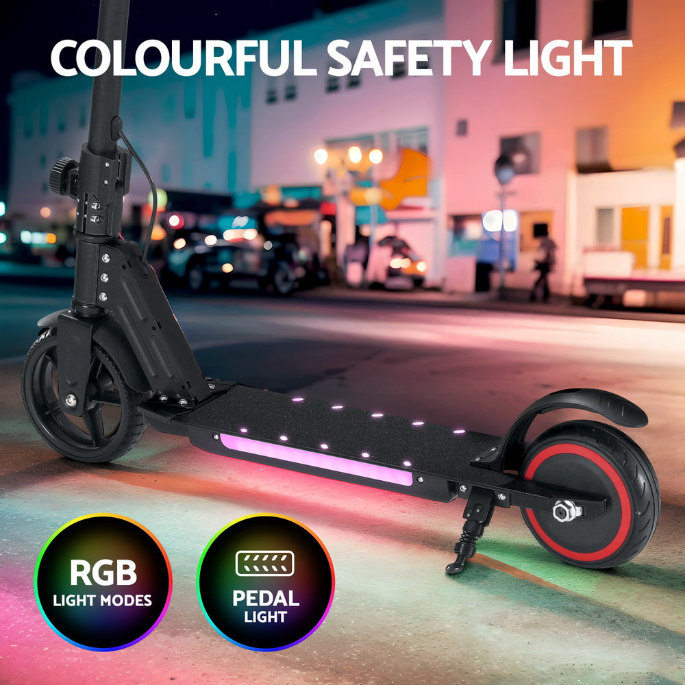 Electric Scooter 130W 16KM/H LED For Kids/Teens - Black