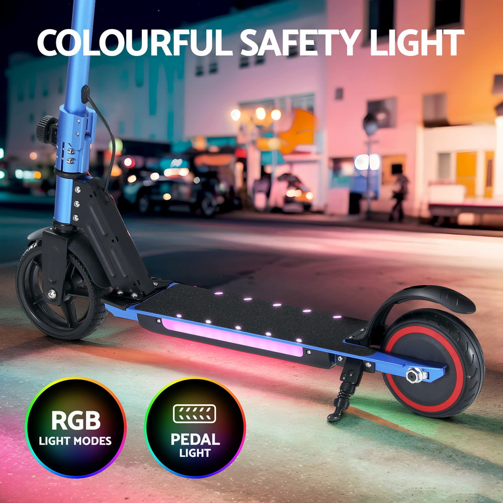 Electric Scooter 130W 16KM/H w/LED Light For Kid/Teens - Blue<br>