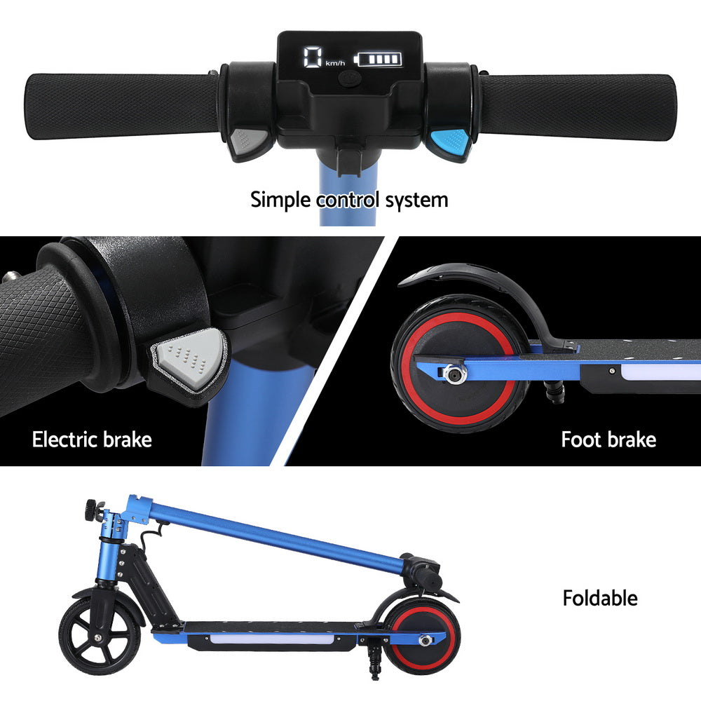 Electric Scooter 130W 16KM/H w/LED Light For Kid/Teens - Blue<br>