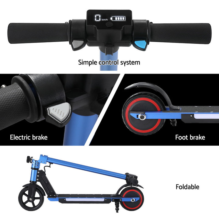 Electric Scooter 130W 16KM/H w/LED Light For Kid/Teens - Blue<br>