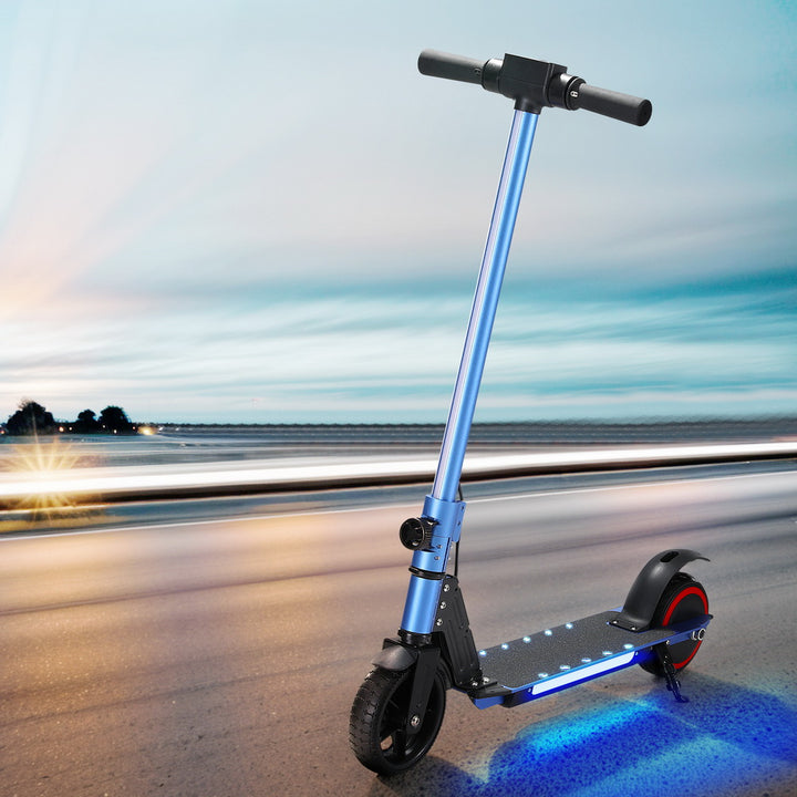 Electric Scooter 130W 16KM/H w/LED Light For Kid/Teens - Blue<br>