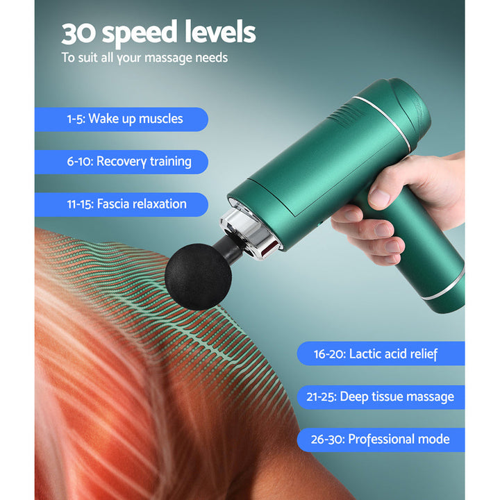 Everfit 30 Speed 4 Head Massage Gun - Green-Vivify Co.