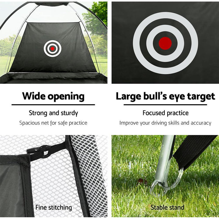 Everfit 3M Portable Golf Swing Practice Net with Target - Black-Vivify Co.