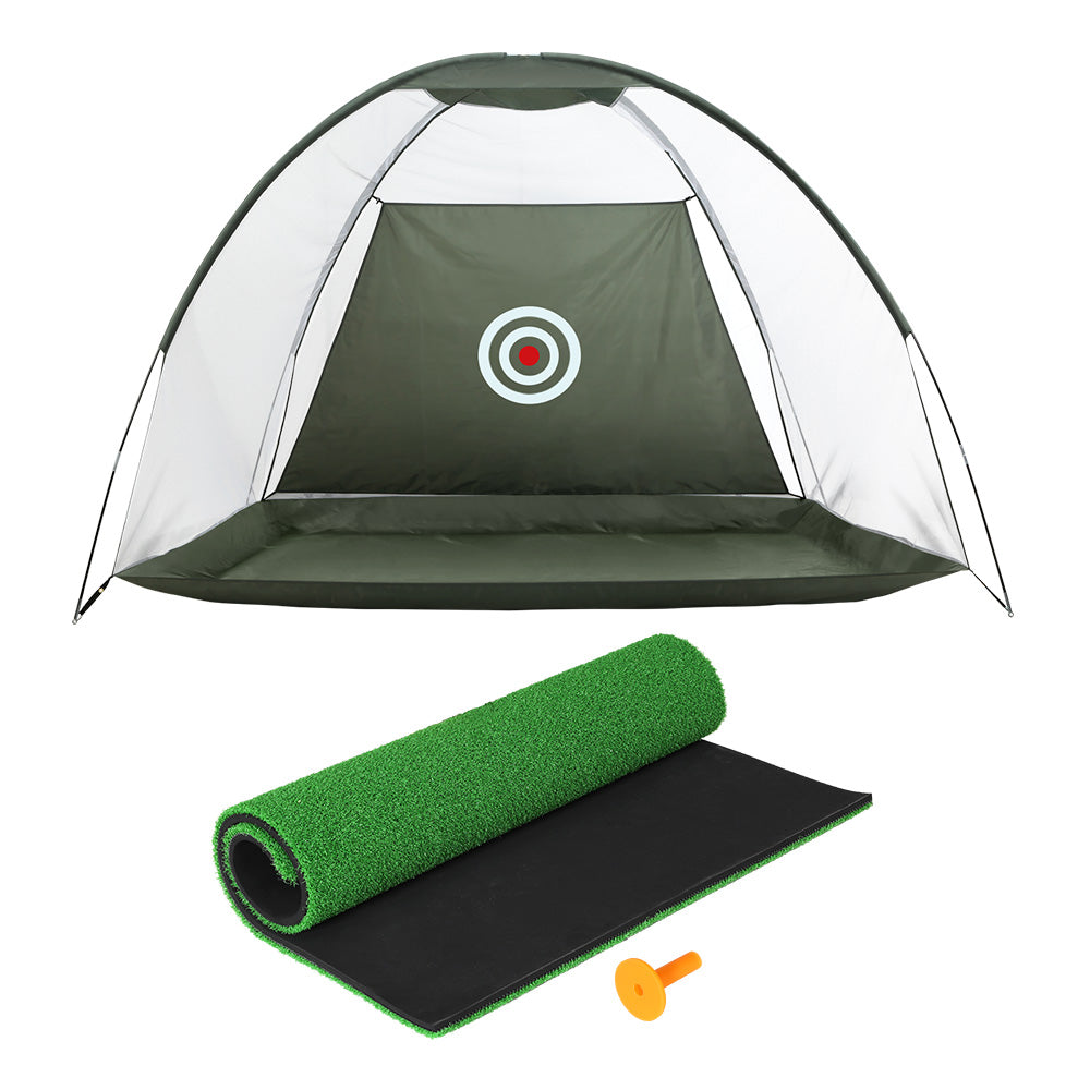 Everfit 3.2m Portable Golf Swing Net with Target, Practice Mat & Tee - Dark Green-Vivify Co.