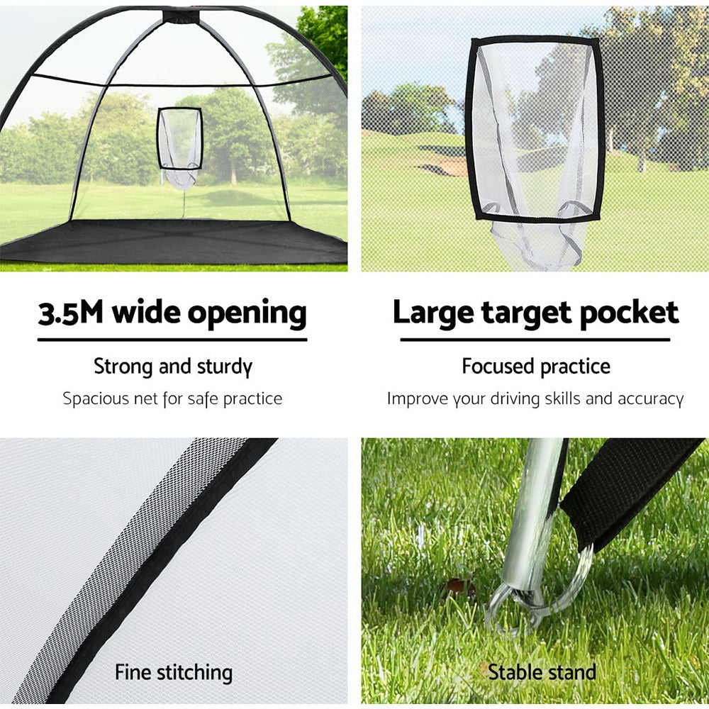 Everfit 3.5M Portable Golf Swing Practice Net with Target Pocket, Mat & Tee-Vivify Co.