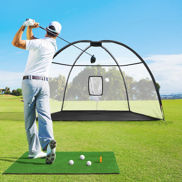 Everfit 3.5M Portable Golf Swing Practice Net with Target Pocket, Mat & Tee-Vivify Co.