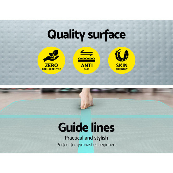 Everfit 3m x 1m Air Track Mat Gymnastic Tumbling Mint Green and Grey-Vivify Co.