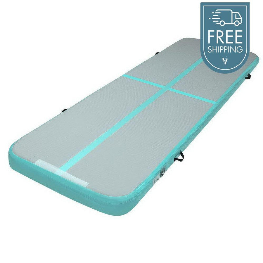 Everfit 3m x 1m Air Track Mat Gymnastic Tumbling Mint Green and Grey-Vivify Co.