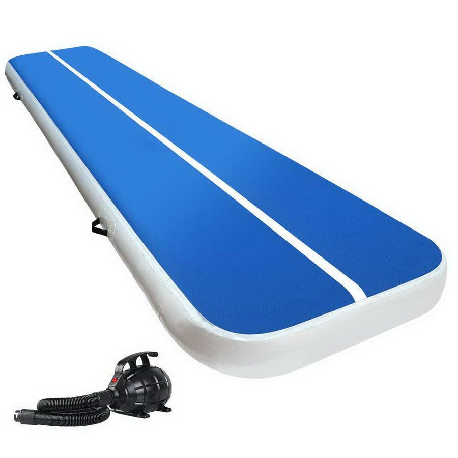 Everfit 4X1M Inflatable Air Track Mat 20CM Thick with Pump Tumbling Gymnastics Blue-Vivify Co.