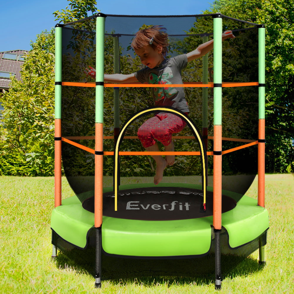 Everfit 4.5ft Trampoline with Safety Enclosure - Green-Vivify Co.