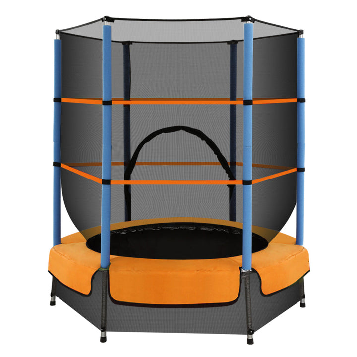 Everfit 4.5ft Trampoline with Safety Enclosure - Orange & Blue-Vivify Co.