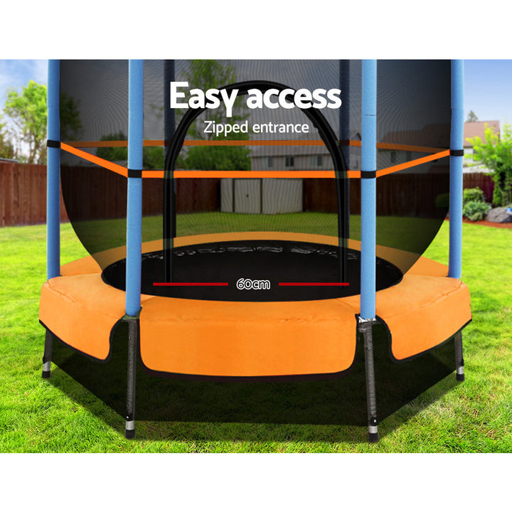 Everfit 4.5ft Trampoline with Safety Enclosure - Orange & Blue-Vivify Co.