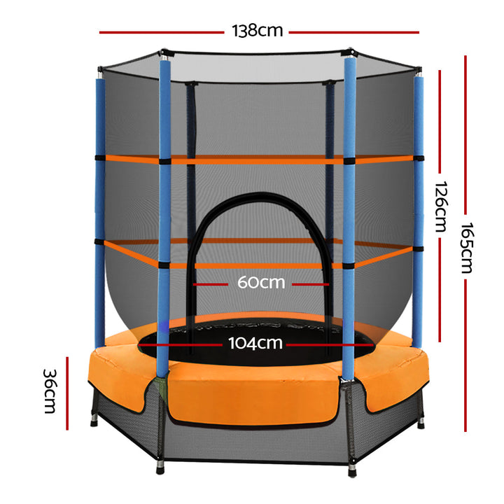 Everfit 4.5ft Trampoline with Safety Enclosure - Orange & Blue-Vivify Co.