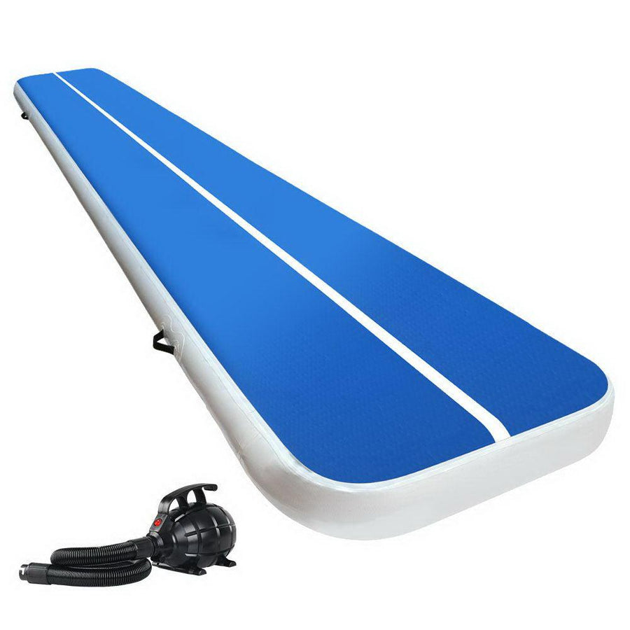 Everfit 5X1M Inflatable Air Track Mat 20CM Thick with Pump Tumbling Gymnastics Blue-Vivify Co.