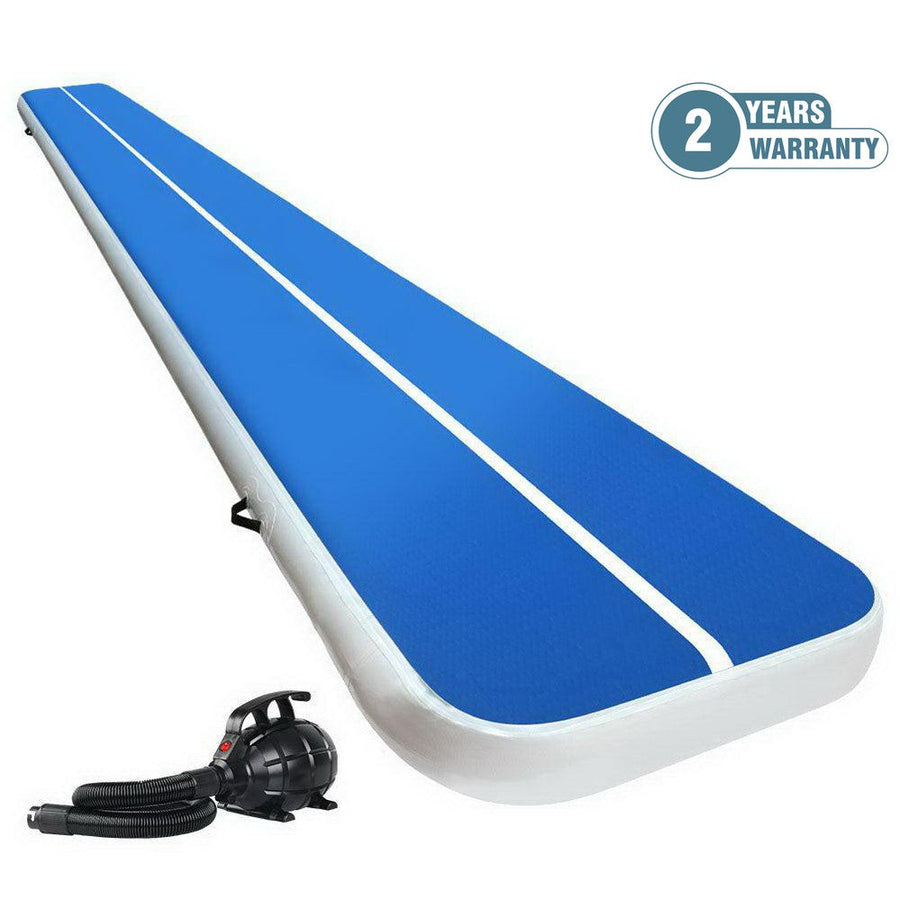 Everfit 6X1M Inflatable Air Track Mat 20CM Thick with Pump Tumbling Gymnastics Blue-Vivify Co.