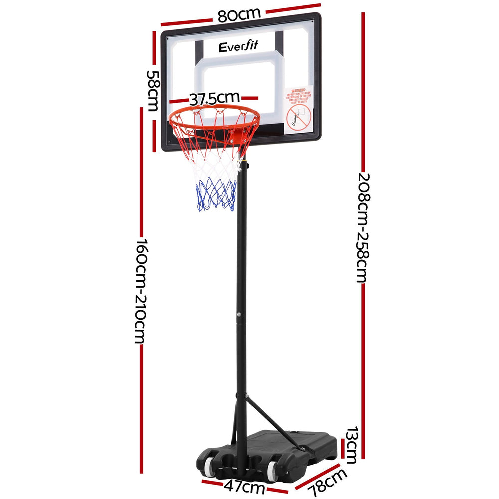 Everfit Adjustable Portable Basketball Stand Hoop System Rim 2.1m-Vivify Co.
