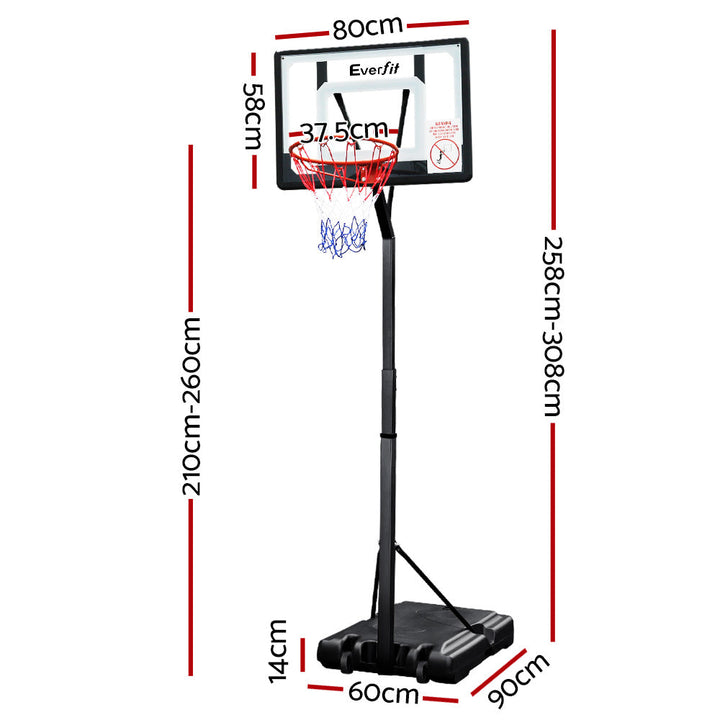 Everfit Adjustable Portable Basketball Stand Hoop System Rim 2.1m-Vivify Co.