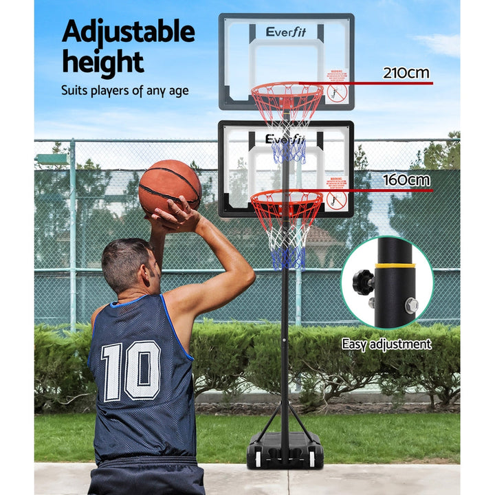 Everfit Adjustable Portable Basketball Stand Hoop System Rim 2.1m-Vivify Co.