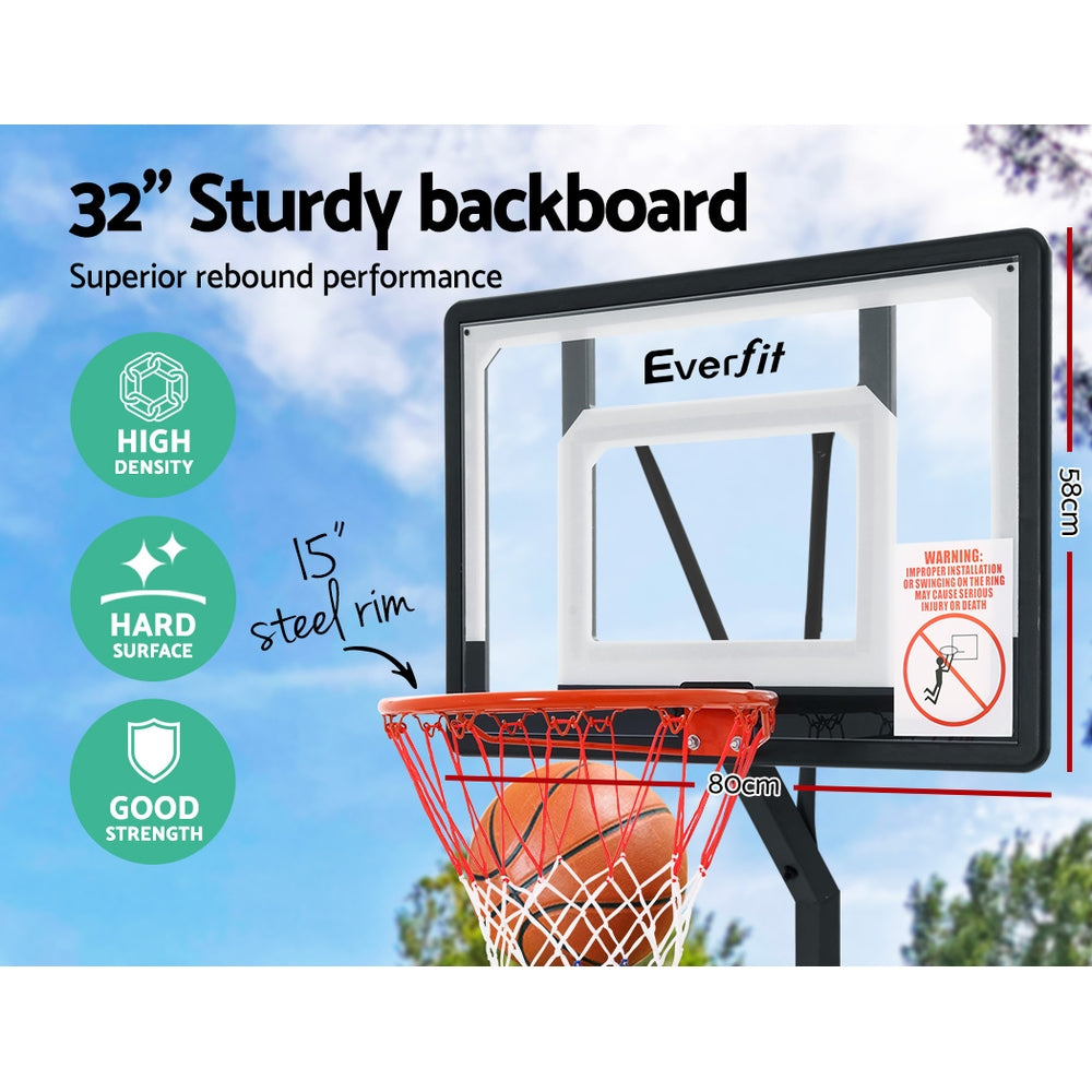 Everfit Adjustable Portable Basketball Stand Hoop System Rim 2.1m-Vivify Co.