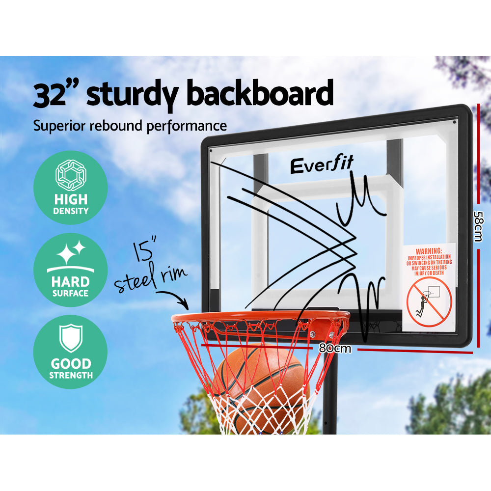 Everfit Adjustable Portable Basketball Stand Hoop System Rim 2.1m-Vivify Co.