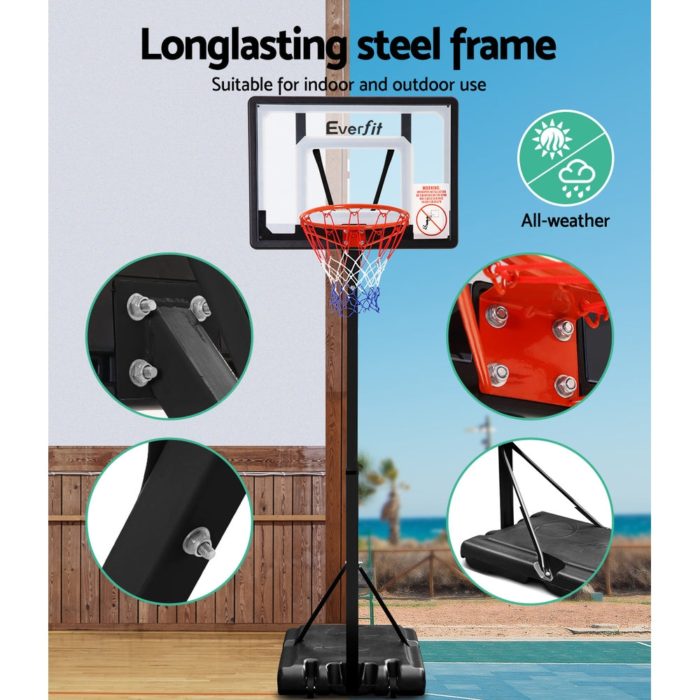 Everfit Adjustable Portable Basketball Stand Hoop System Rim 2.1m-Vivify Co.