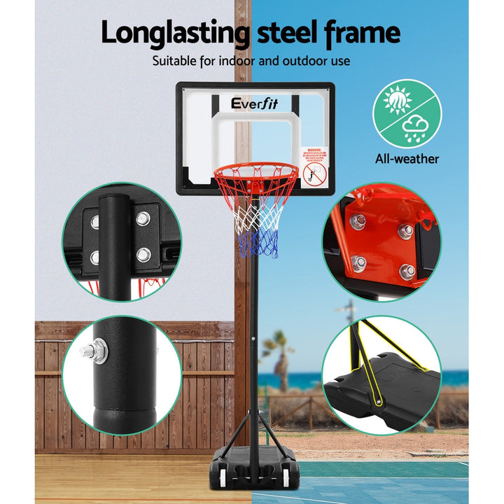 Everfit Adjustable Portable Basketball Stand Hoop System Rim 2.1m-Vivify Co.