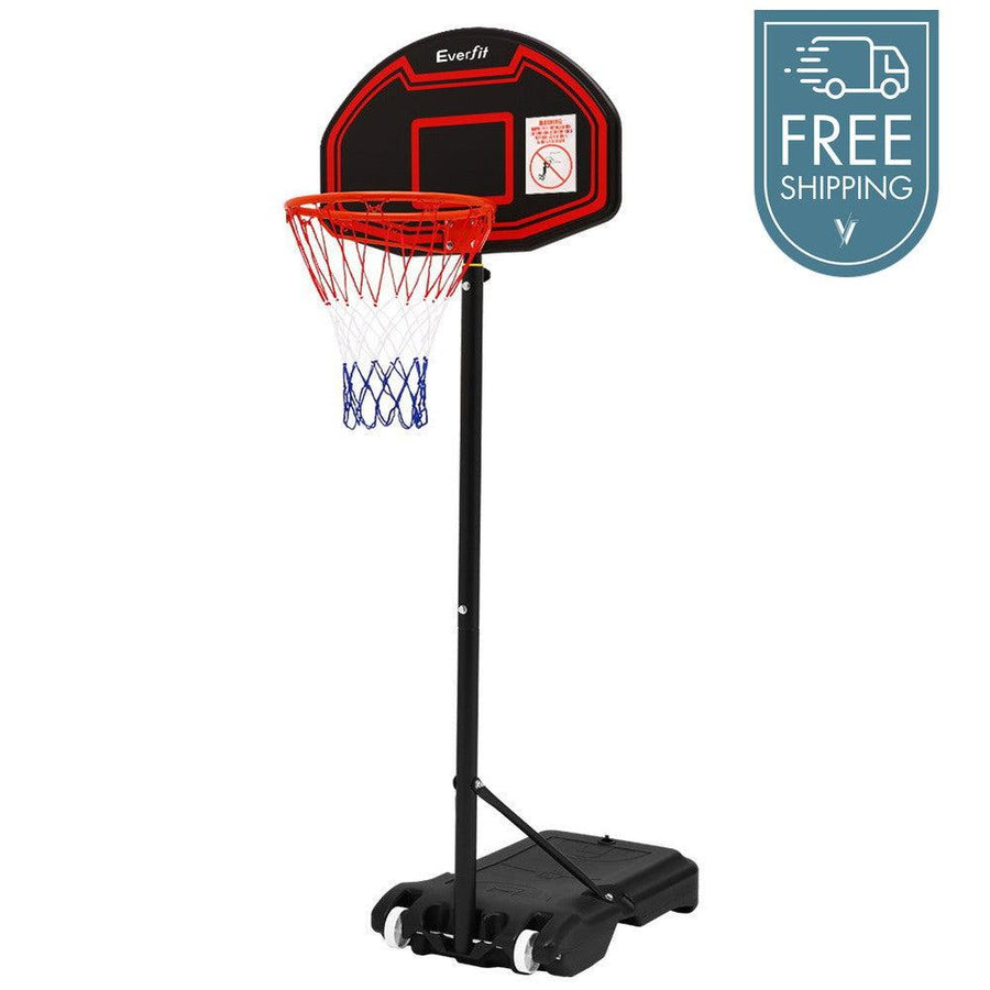 Everfit Adjustable Portable Basketball Stand Hoop System Rim Black 2.1m-Vivify Co.