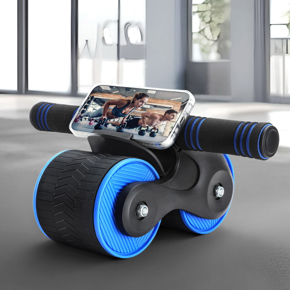 Everfit Automatic Rebound Ab Roller with Mat - Blue-Vivify Co.