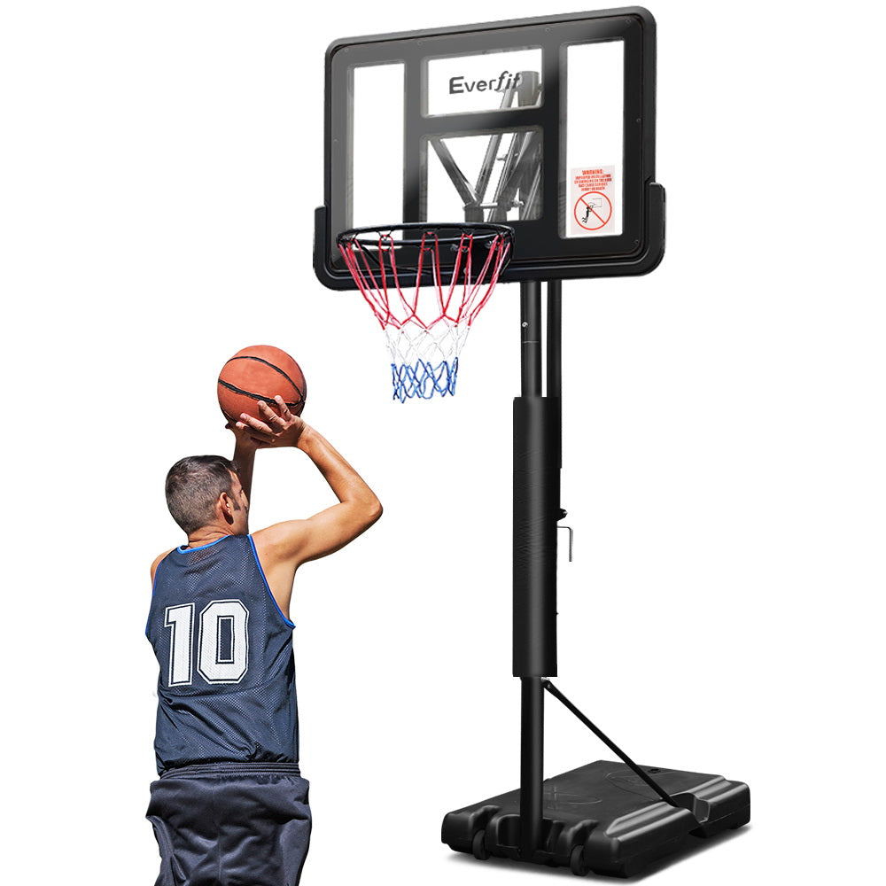 Everfit Basketball Hoop Stand System Ring Portable Net Height Adjustable Black 3.05m-Vivify Co.