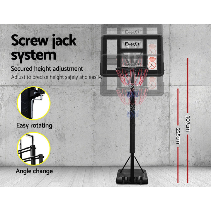 Everfit Basketball Hoop Stand System Ring Portable Net Height Adjustable Black 3.05m-Vivify Co.