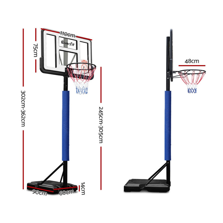 Everfit Basketball Hoop Stand System Ring Portable Net Height Adjustable Blue 3.05m-Vivify Co.