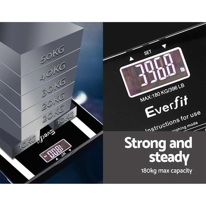 Everfit Bathroom Scales Digital Body Fat Scale 180KG Electronic Monitor Tracker-Vivify Co.