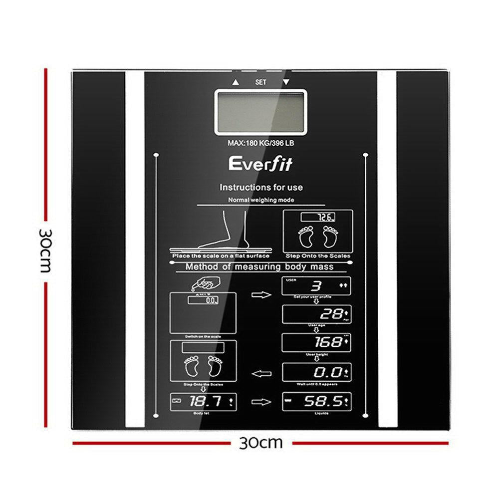 Everfit Bathroom Scales Digital Body Fat Scale 180KG Electronic Monitor Tracker-Vivify Co.