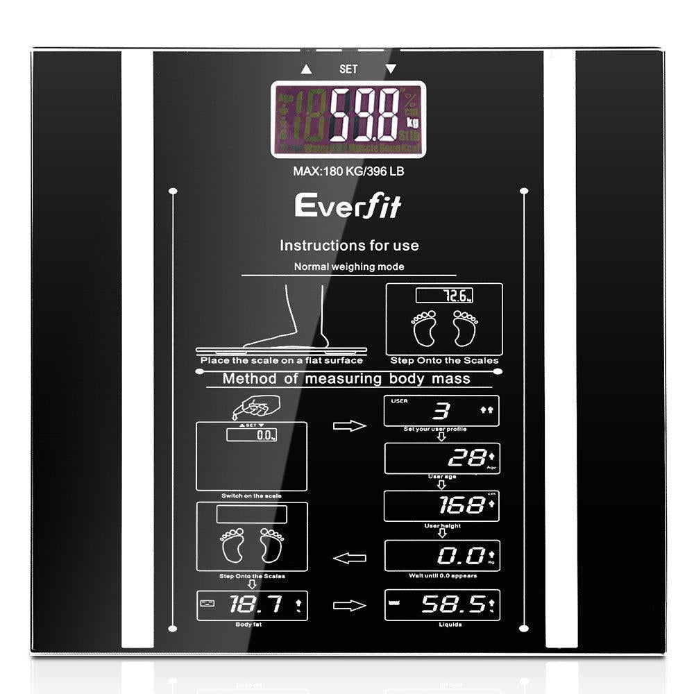 Everfit Bathroom Scales Digital Body Fat Scale 180KG Electronic Monitor Tracker-Vivify Co.