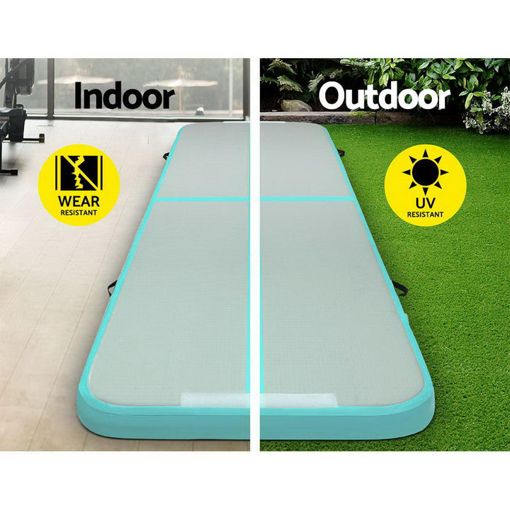 Everfit GoFun 3X1M Inflatable Air Track Mat with Pump Tumbling Gymnastics Green-Vivify Co.