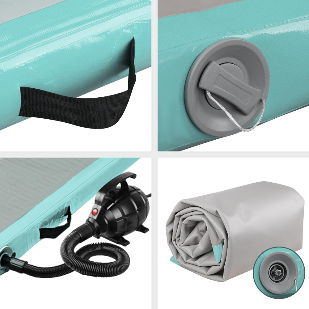 Everfit GoFun 3X1M Inflatable Air Track Mat with Pump Tumbling Gymnastics Green-Vivify Co.