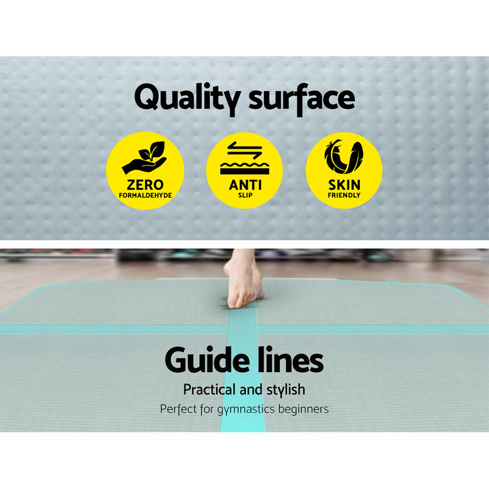 Everfit GoFun 4X1M Inflatable Air Track Mat Tumbling Floor Home Gymnastics Green-Vivify Co.