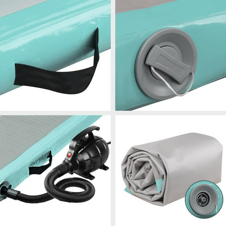 Everfit GoFun 5X1M Inflatable Air Track Mat with Pump Tumbling Gymnastics Green-Vivify Co.