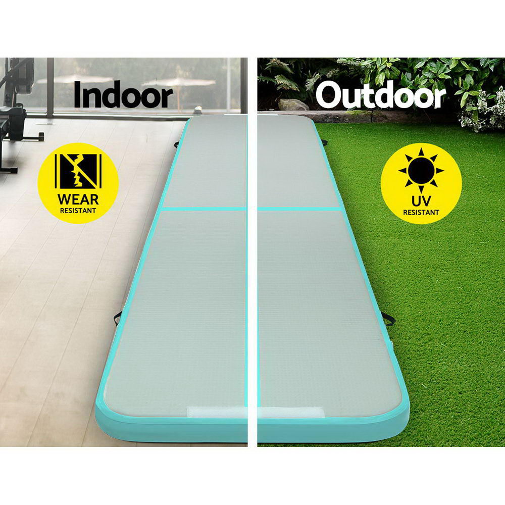 Everfit GoFun 5X1M Inflatable Air Track Mat with Pump Tumbling Gymnastics Green-Vivify Co.