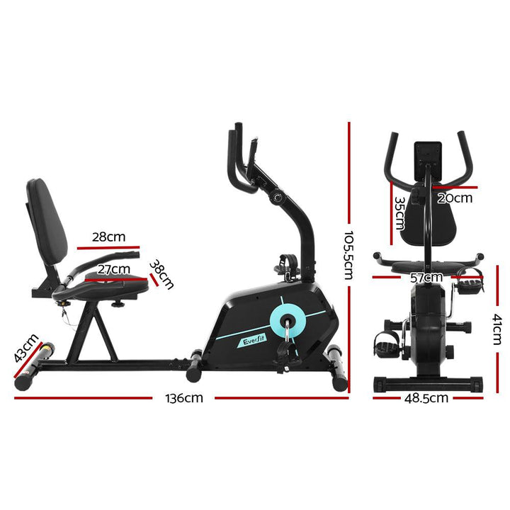 Everfit Magnetic Recumbent Exercise Bike - 120kg-Vivify Co.