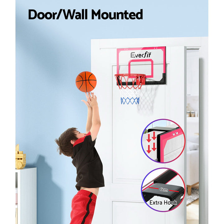 Everfit Mini Basketball Hoop Door Wall Mounted Kids Sports Backboard Indoor Red-Vivify Co.
