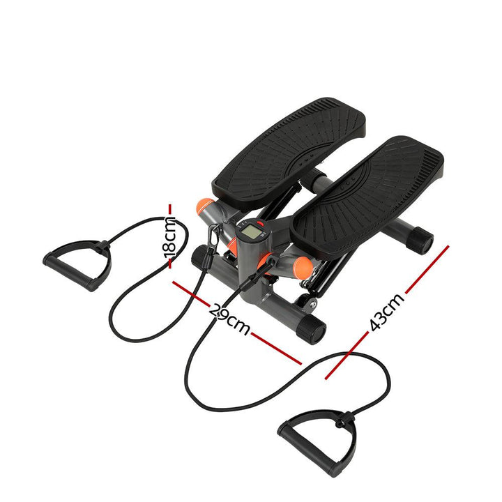 Everfit Pedal Trainer with LCD Display, Mat & Resistance Ropes - Black/Grey-Vivify Co.