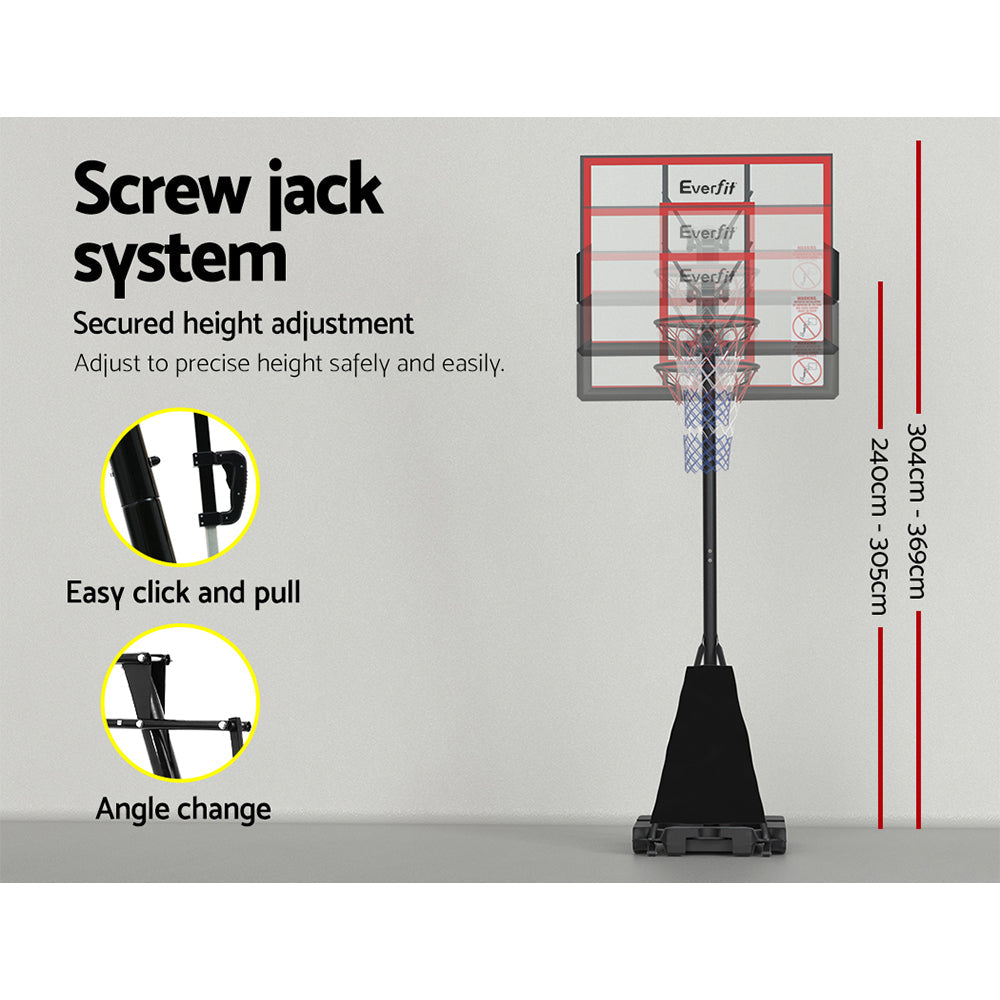 Everfit Portable Basketball Hoop Stand System Height Adjustable Net Ring Red 3.05m-Vivify Co.