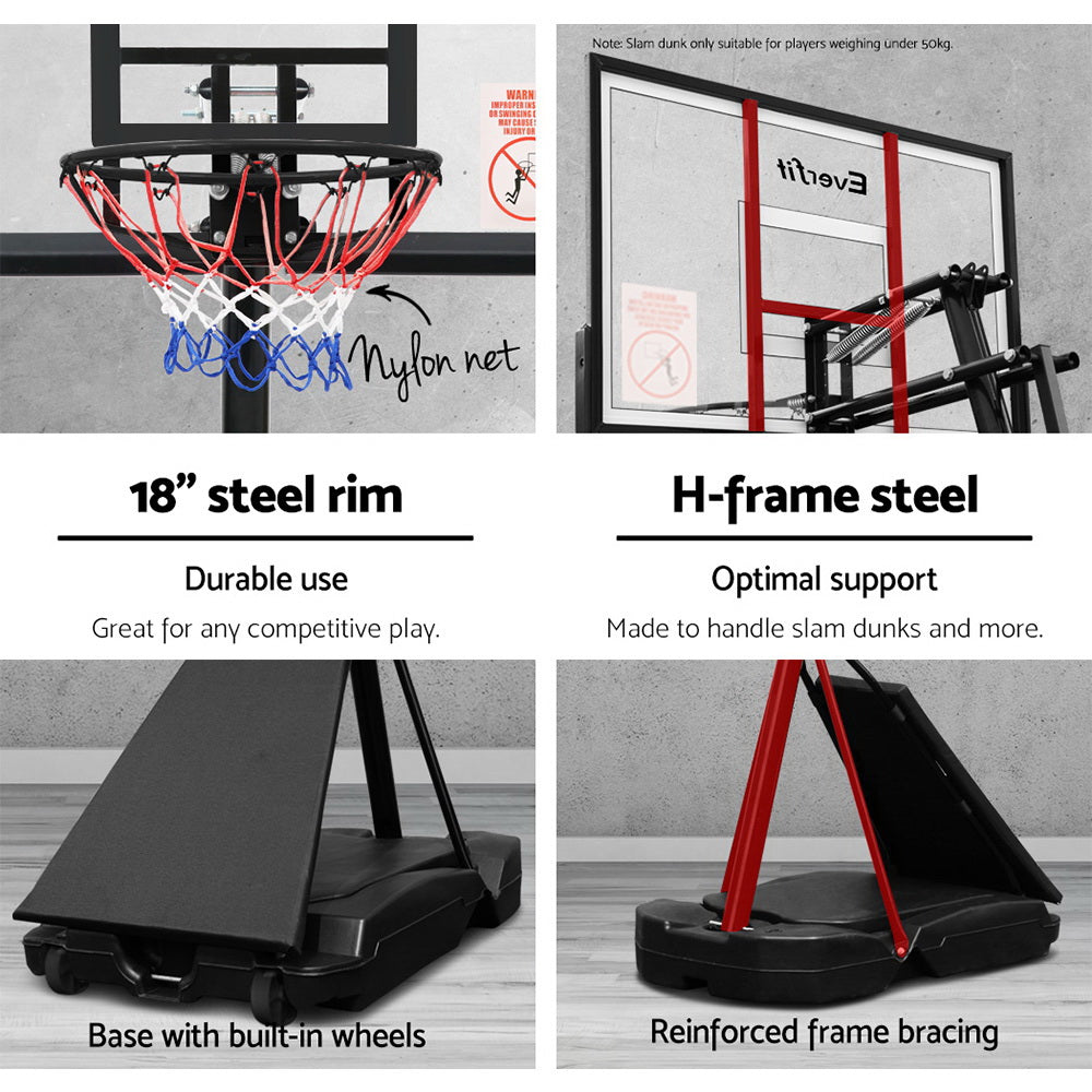 Everfit Pro Portable Basketball Stand System Ring Hoop Net Height Adjustable 3.05M-Vivify Co.