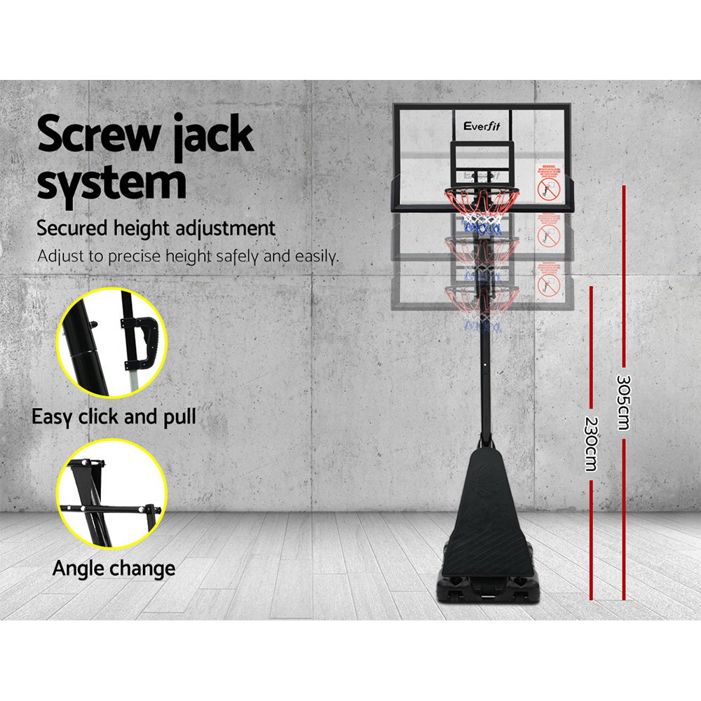 Everfit Pro Portable Basketball Stand System Ring Hoop Net Height Adjustable 3.05M-Vivify Co.