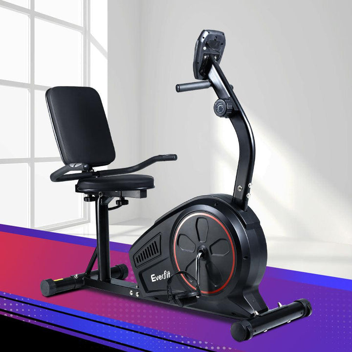 Everfit Recumbent Exercise Bike Magnetic - Black-Vivify Co.