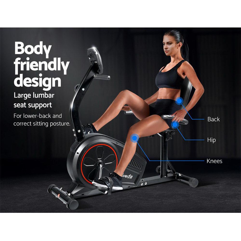 Everfit Recumbent Exercise Bike Magnetic - Black-Vivify Co.